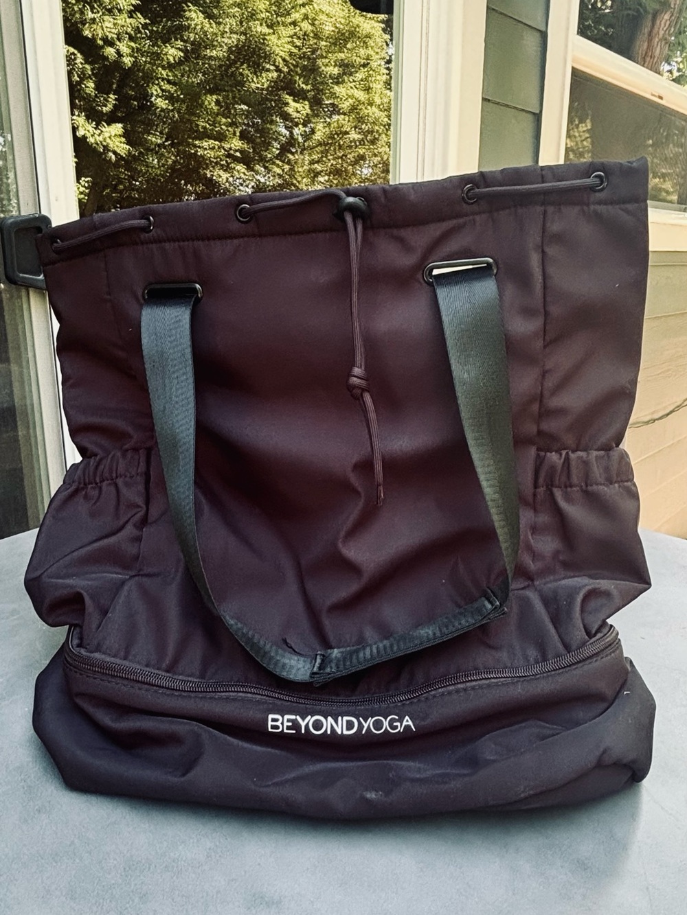 Beyond Yoga Black Drawstring Tote with Logo